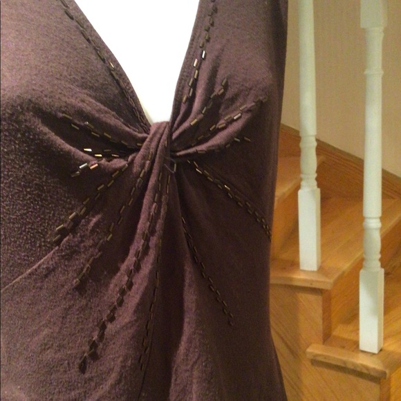 🛍3 for$30 Brown sleeveless top/beading preloved - Picture 3 of 5